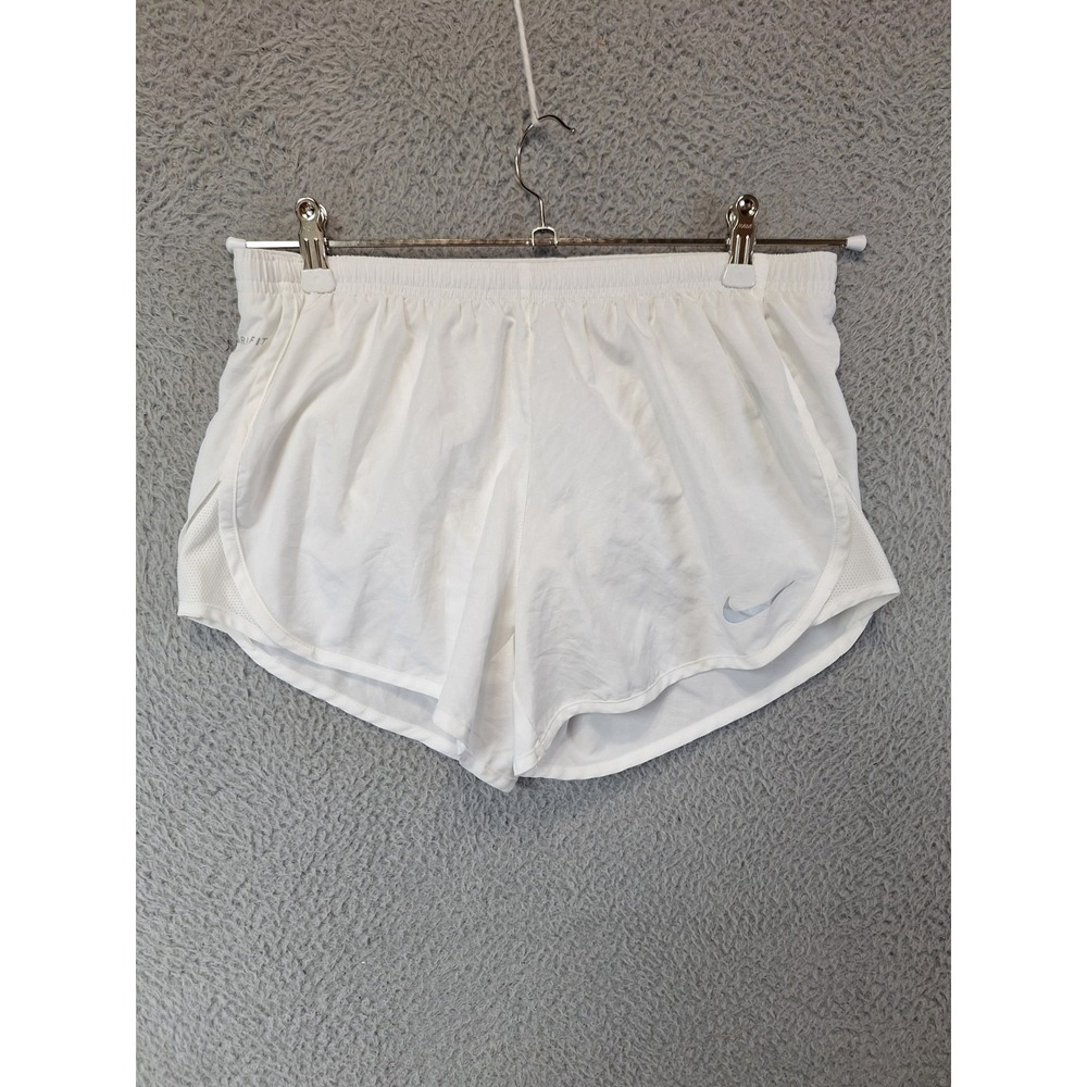 Nike Running Shorts Womens S (Fits W30) White Dri-Fit Brief Liner Drawstring
